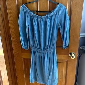 Calvin Klein Soft Denim Off the Shoulder Dress, Size Medium, Cinched Waist